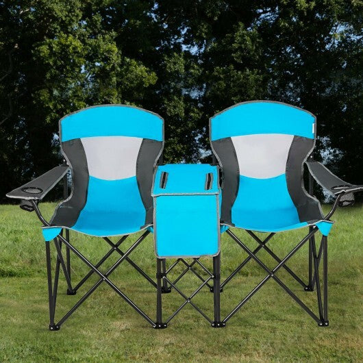 Patented Portable Folding Camping Canopy Chairs with Cup Holder-Blue - Color: Blue