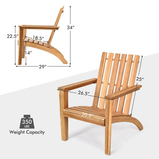 Outdoor Durable Patio Acacia Wood Adirondack Lounge Armchair-Natural - Color: Natural