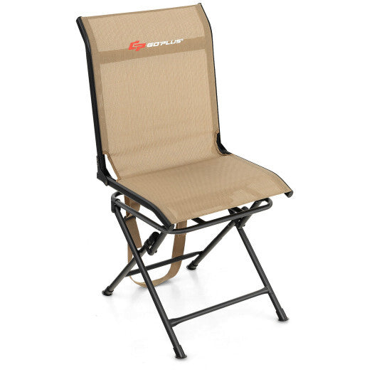 All weather Outdoor Foldable 360 Degree Swivel Chair with Iron Frame-Black
