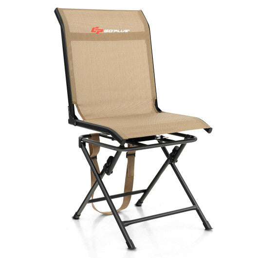 All weather Outdoor Foldable 360 Degree Swivel Chair with Iron Frame-Black
