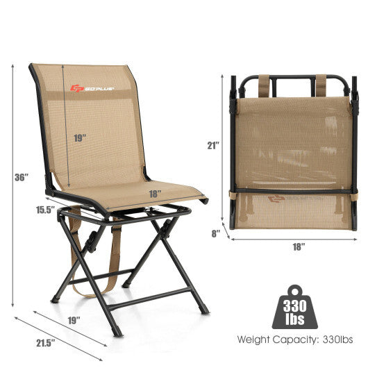 All weather Outdoor Foldable 360 Degree Swivel Chair with Iron Frame-Black