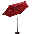 9FT Patio Solar Umbrella LED Patio Market Steel Tilt W/ Crank Outdoor New-Tan