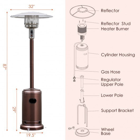 Garden Propane Standing LP Gas Steel Accessories Heater-Silver