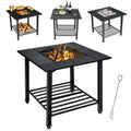 31 Inch Outdoor Fire Pit Dining Table with Cooking BBQ Grate