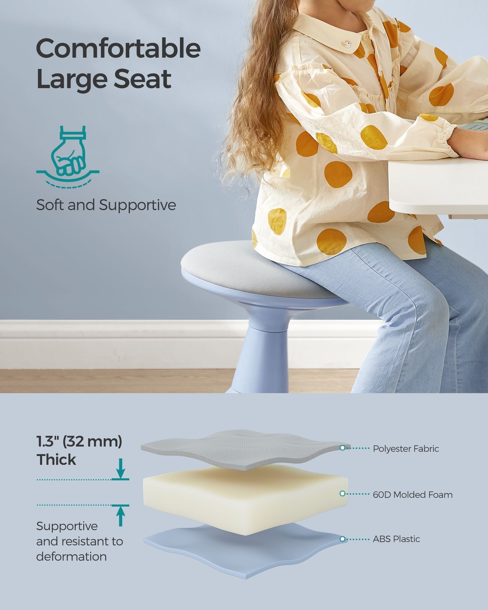 14.2" High Wiggle Stool for Kids Ages 5-8