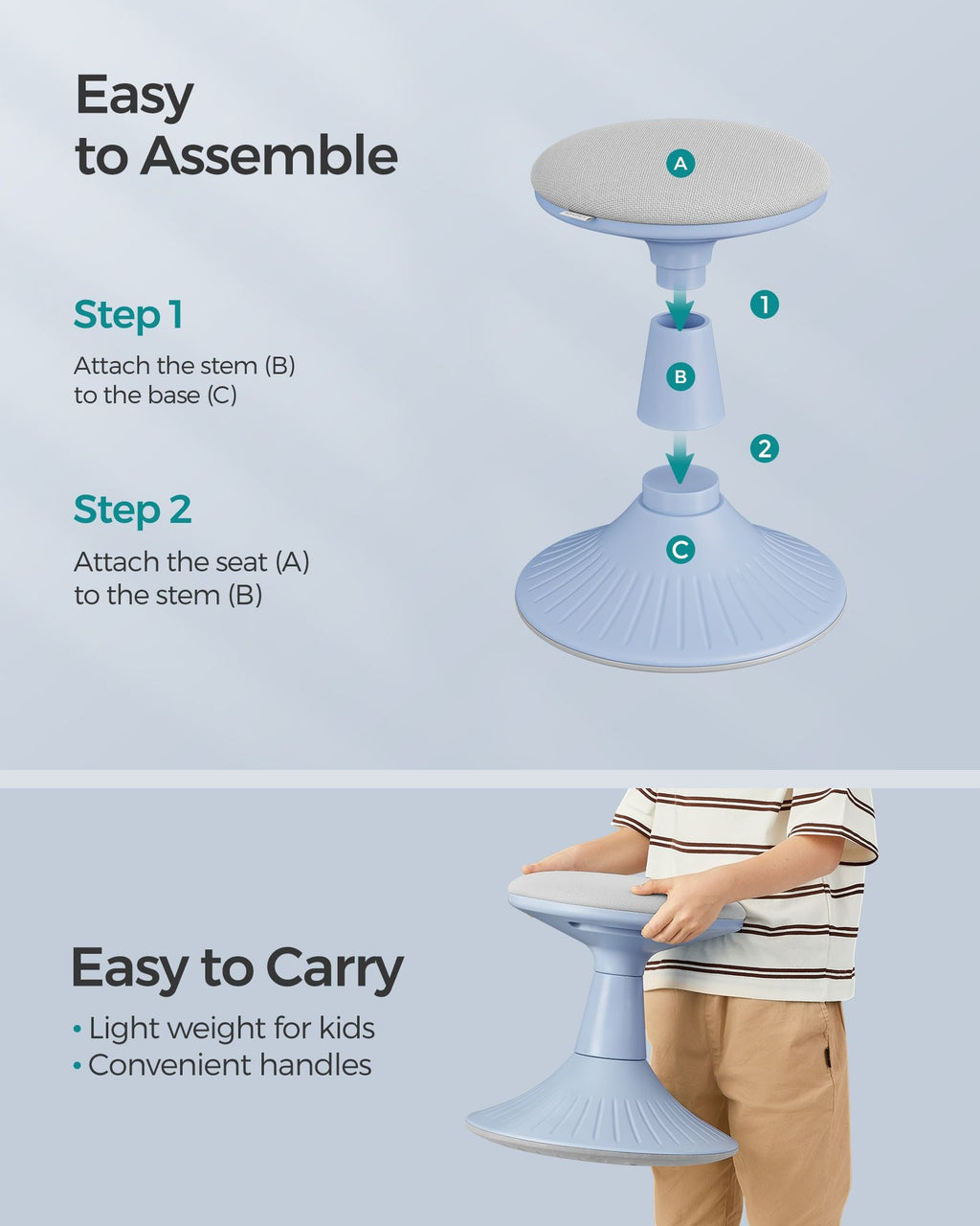 14.2" High Wiggle Stool for Kids Ages 5-8