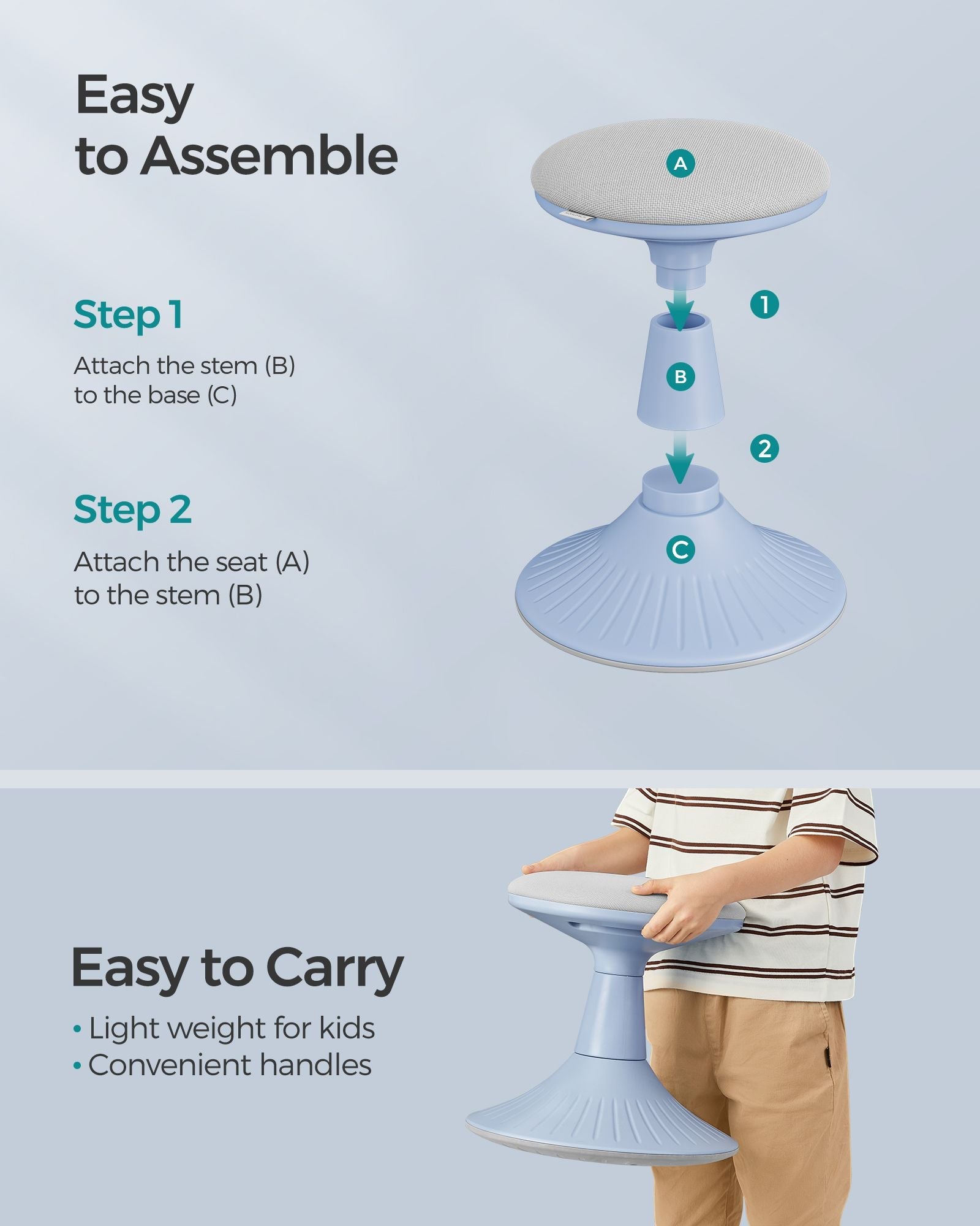 14.2" High Wiggle Stool for Kids Ages 5-8