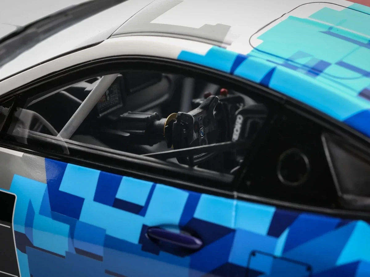 2024 BMW M4 GT4 #1 "M Motorsport Livery" Black and White with Red and Blue Graphics Limited Edition to 999 pieces Worldwide 1/18 Model Car by Otto Mobile