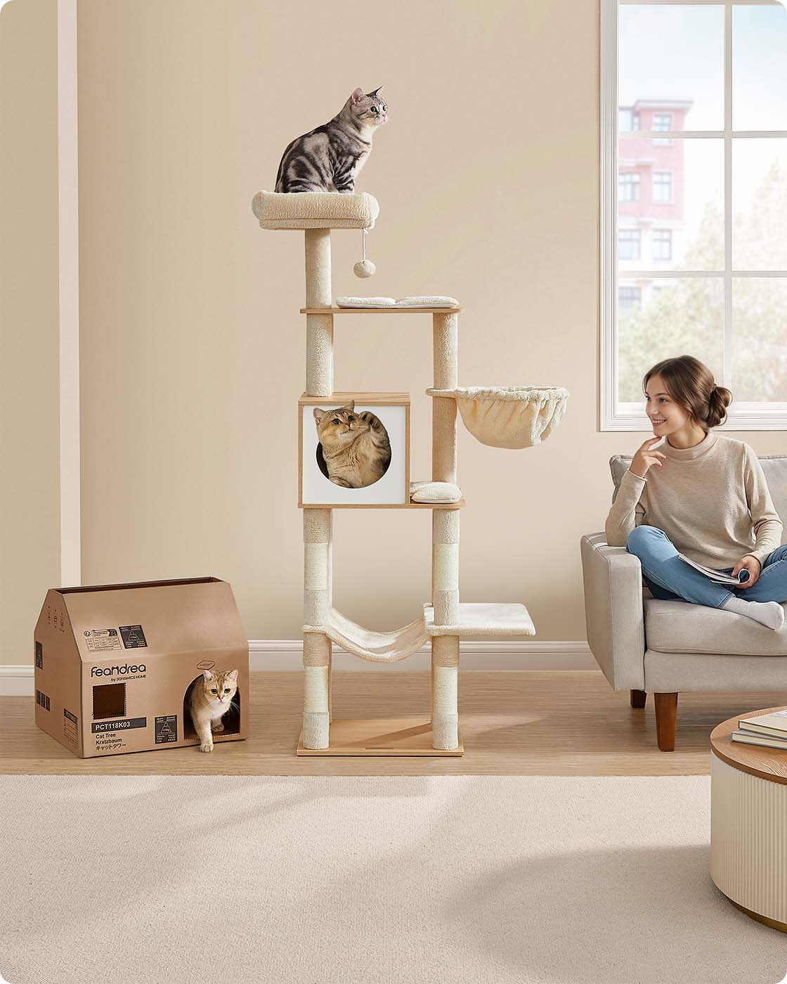 65-Inch Tall Multi-Level Cat Tree
