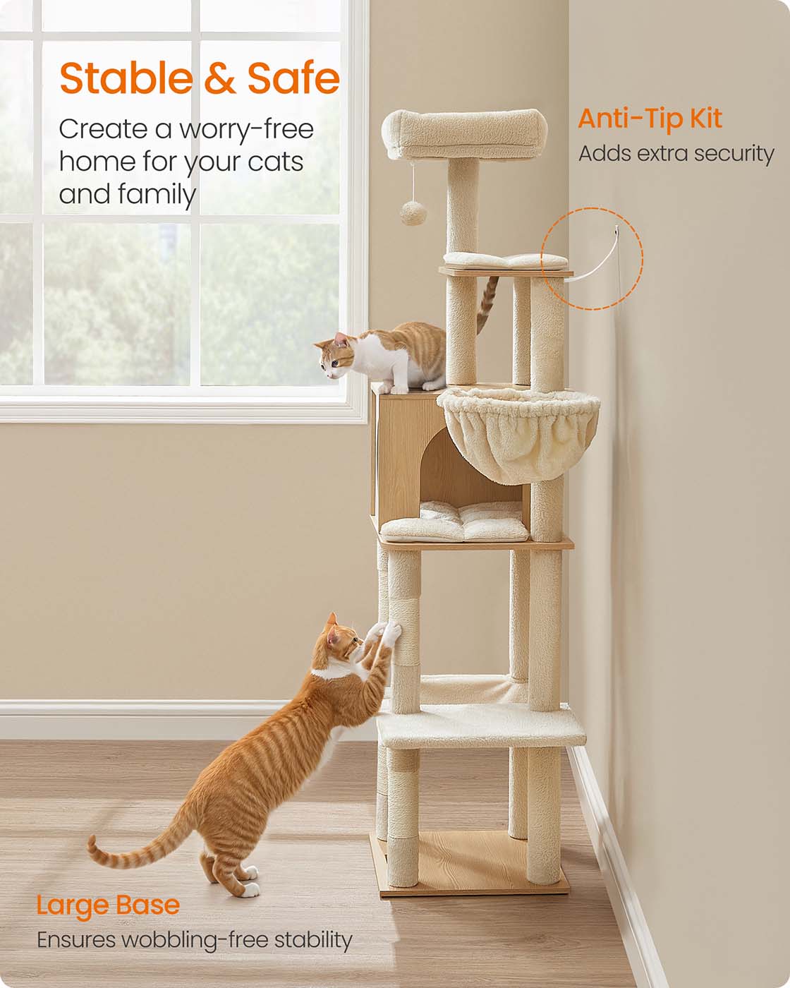 65-Inch Tall Multi-Level Cat Tree