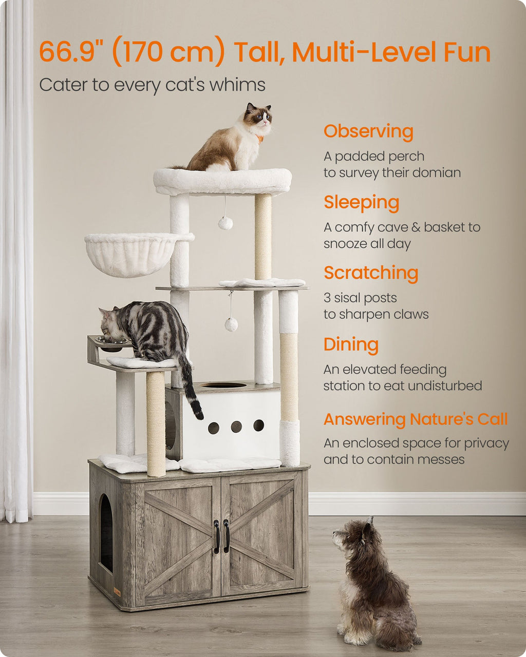 66.9-Inch Cat Tower with Litter Box Enclosure