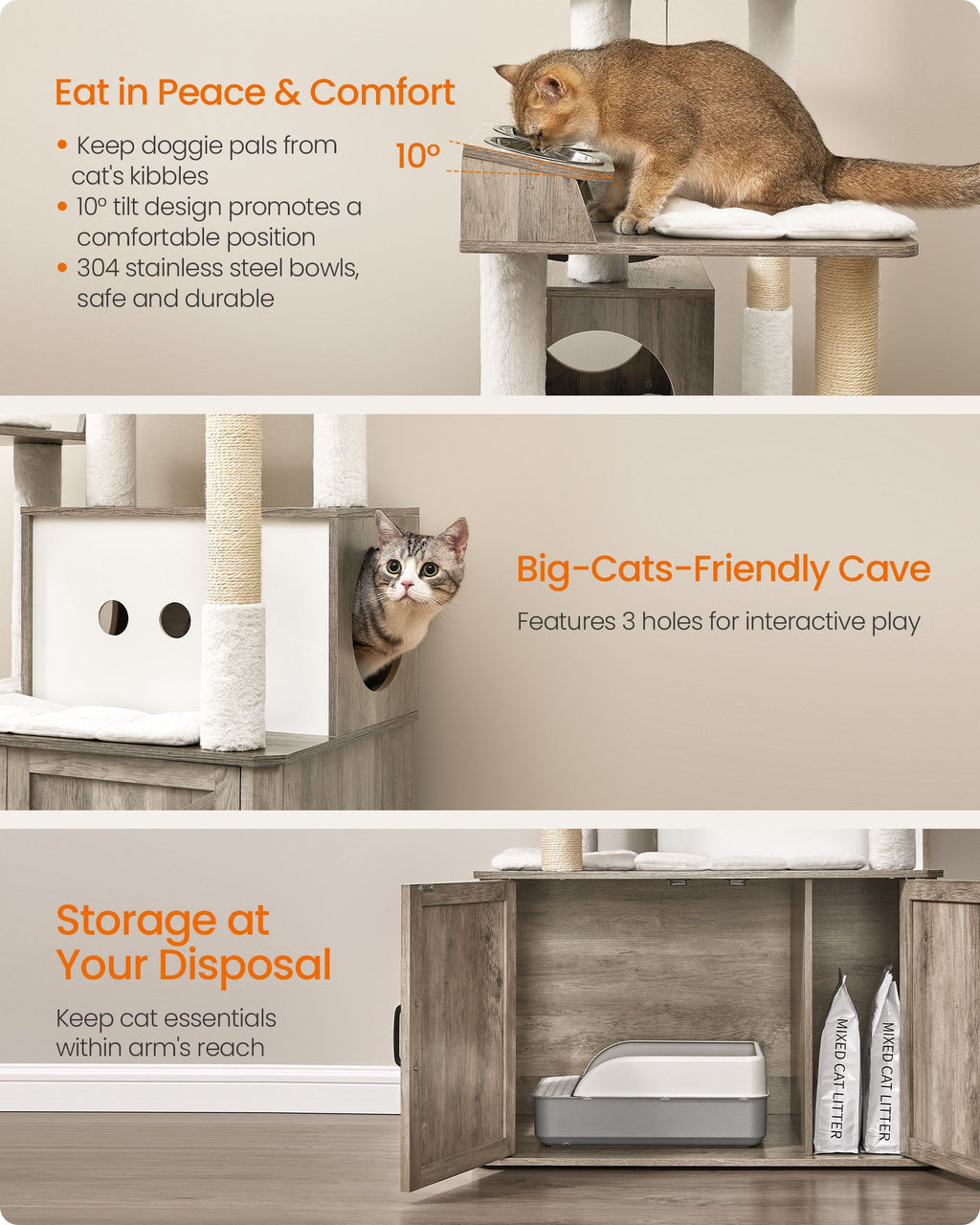 66.9-Inch Cat Tower with Litter Box Enclosure