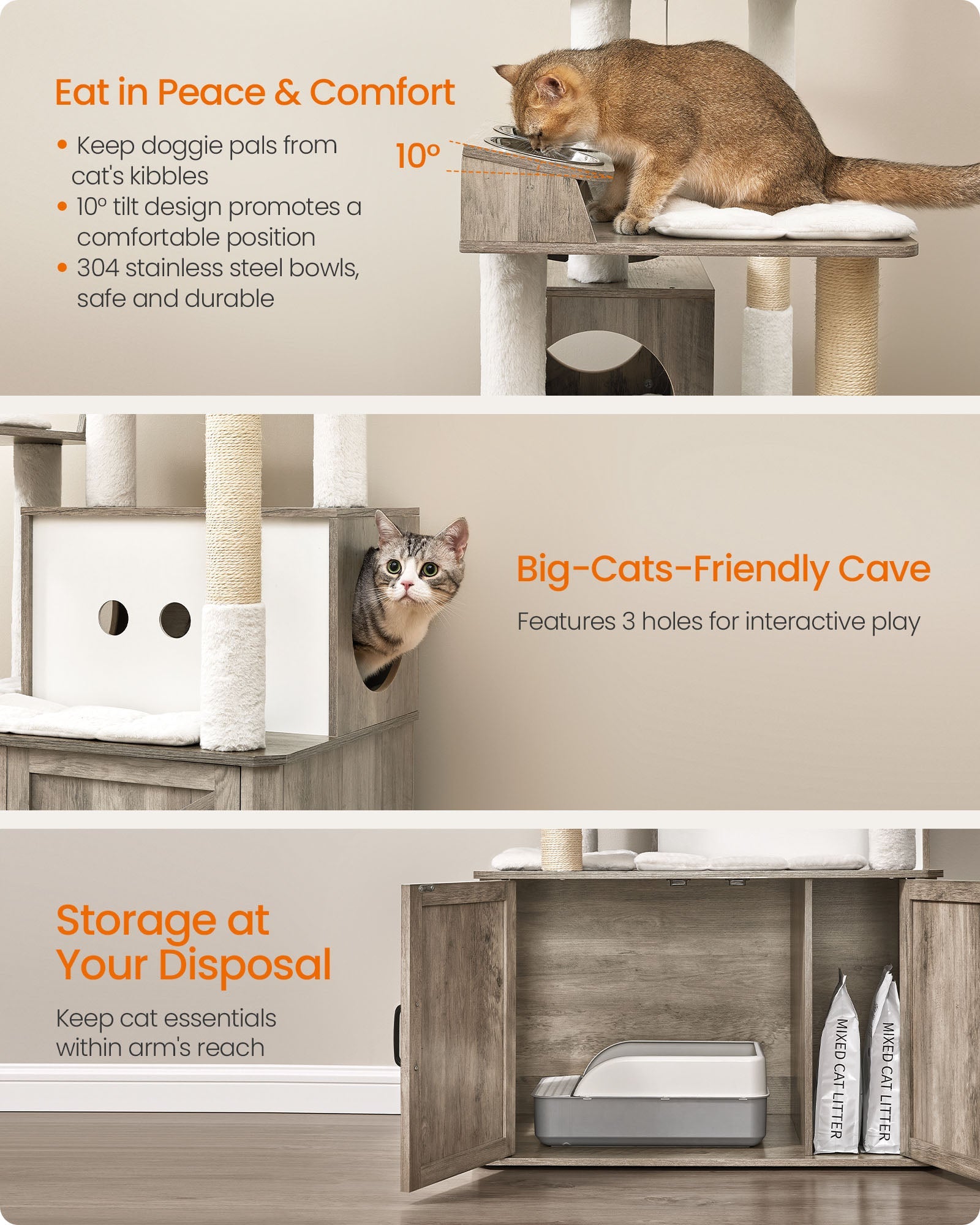 66.9-Inch Cat Tower with Litter Box Enclosure
