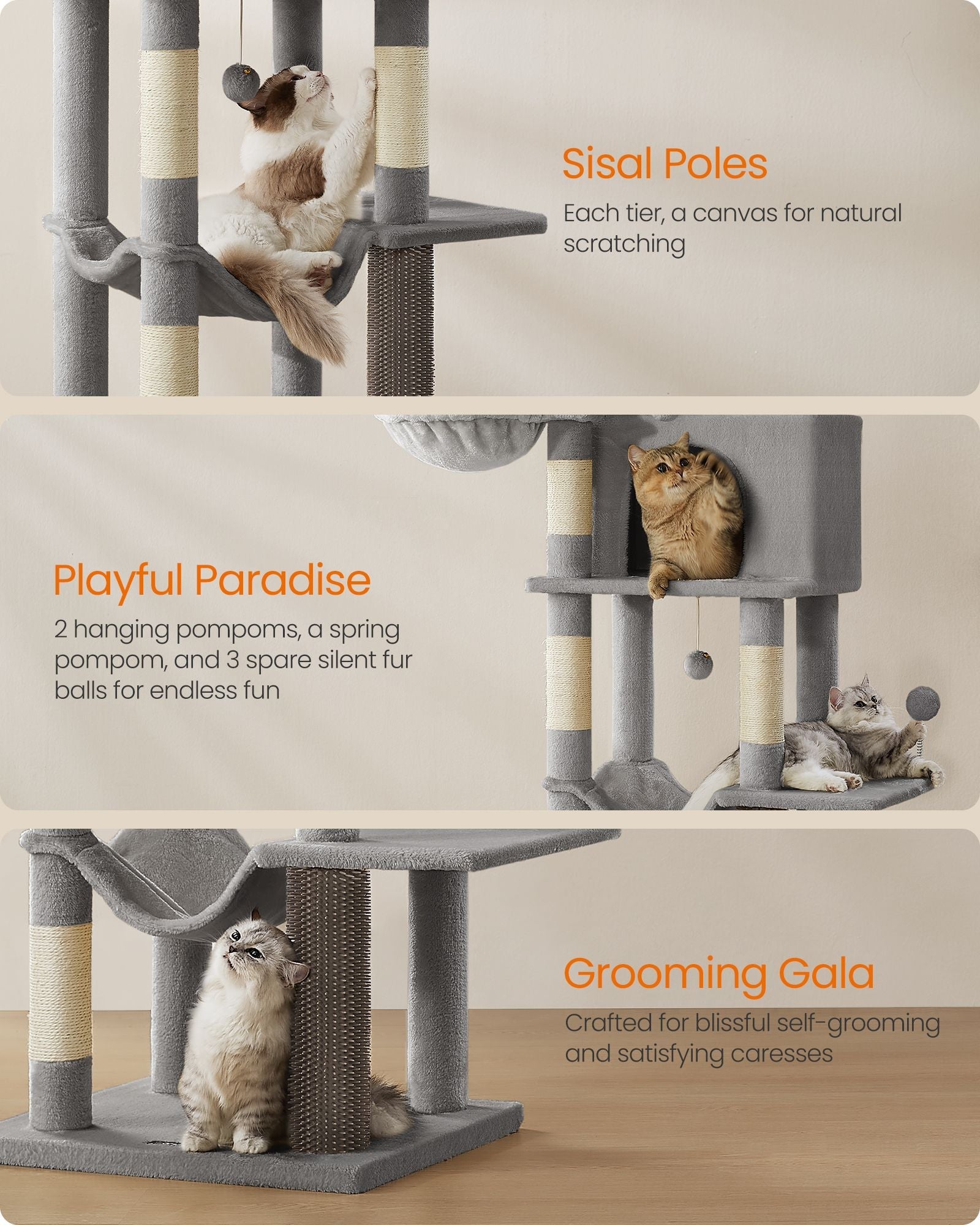 69-Inch Tall Cat Tree for Indoor Cats