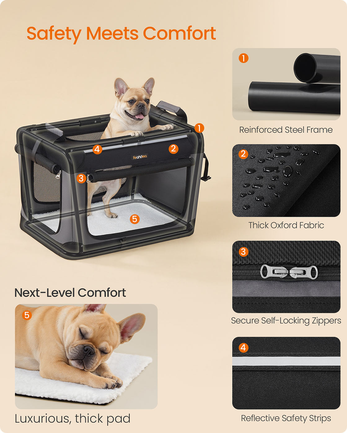 Collapsible Dog Crate 24-Inch 4 Mesh Doors Handles Storage Pocket