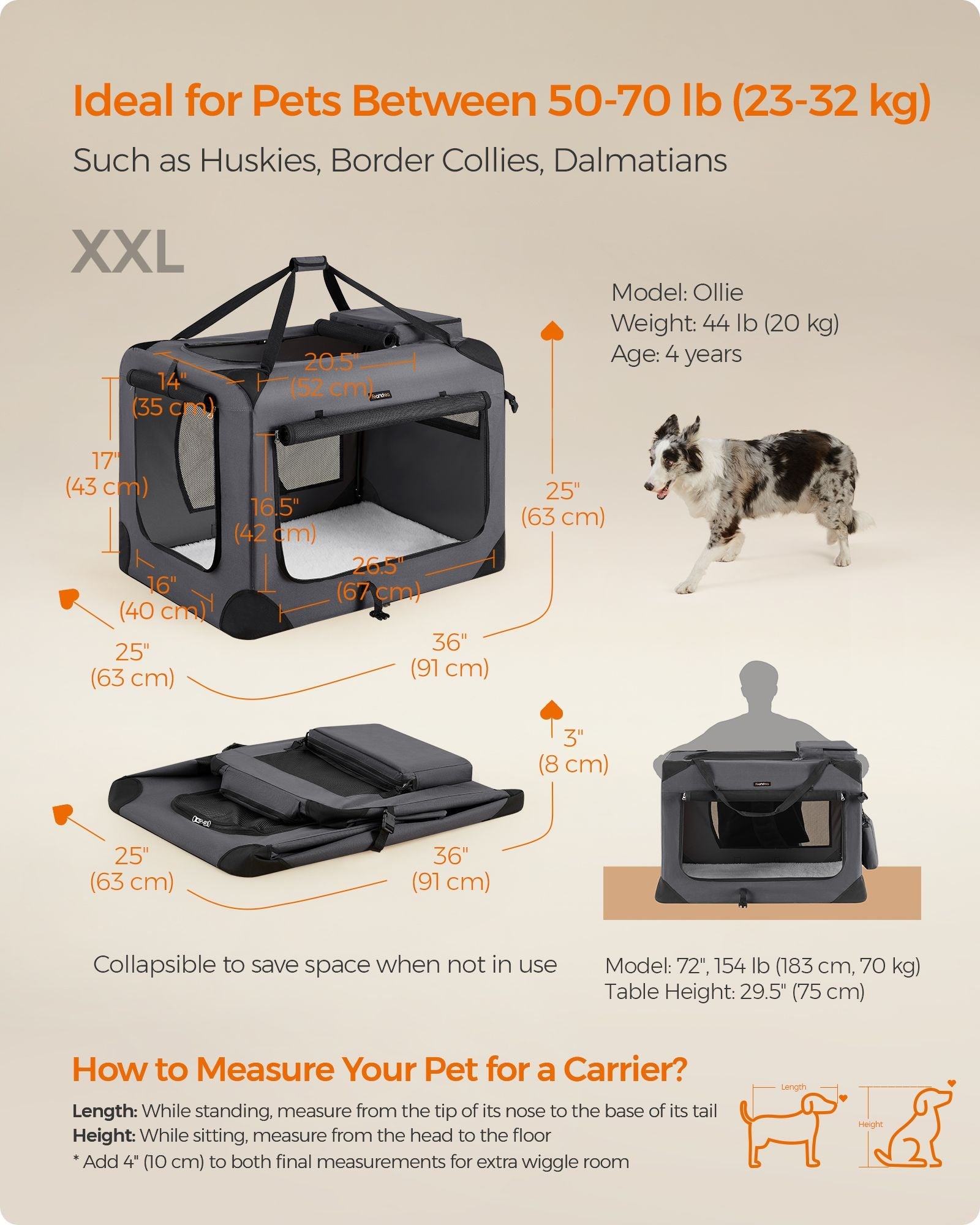 36 Inches Collapsible Soft Dog Crate