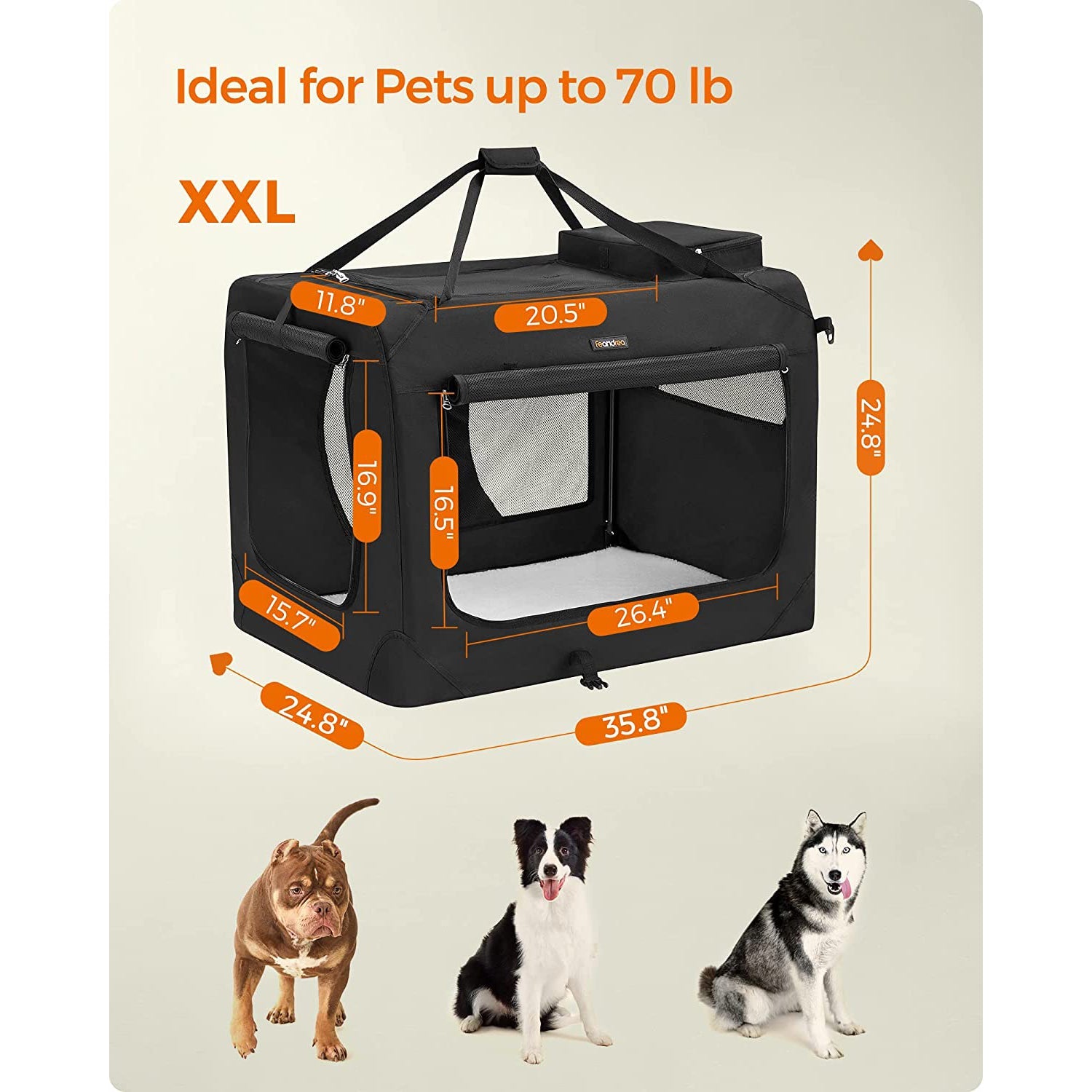 36 Inches Collapsible Soft Dog Crate