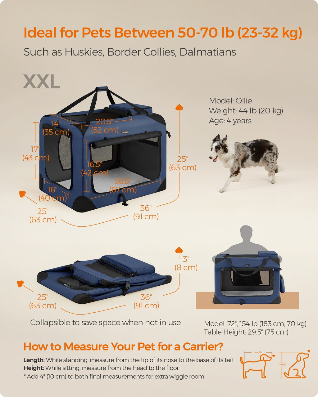 36 Inches Collapsible Soft Dog Crate