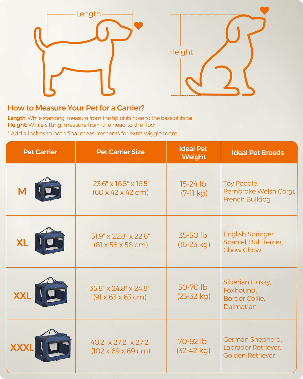 36 Inches Collapsible Soft Dog Crate