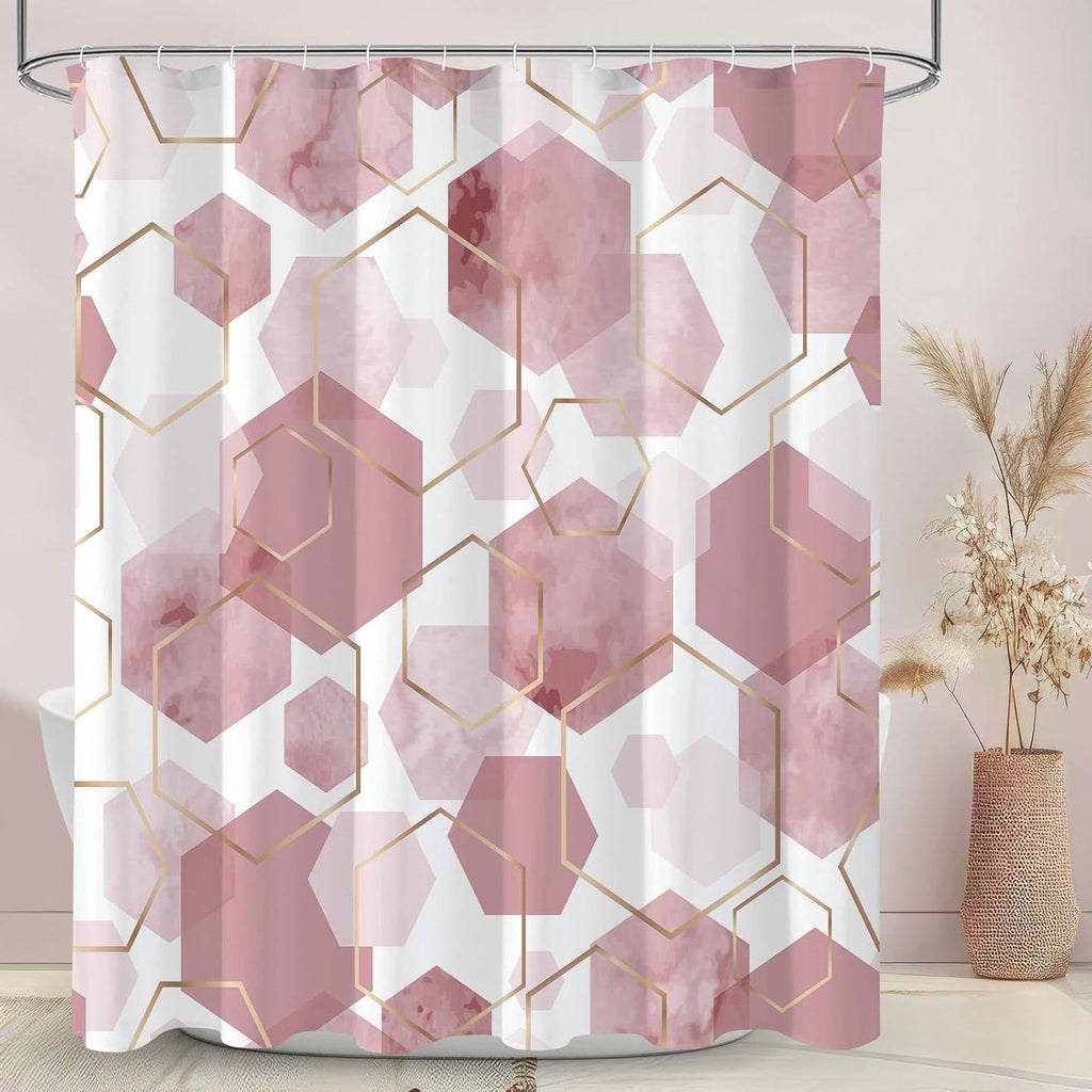 72"W x 78"H Abstract Pink Geometric Polyester Shower Curtain