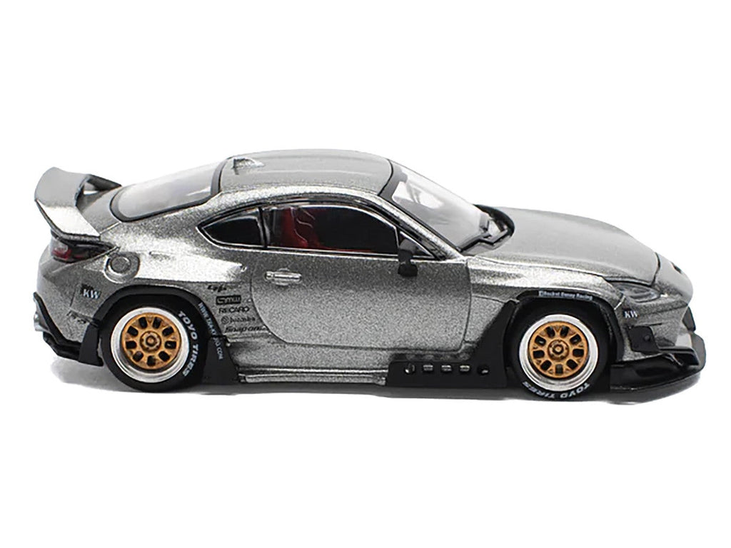 Toyota Pandem GR86 Silver Metallic 1/64 Diecast Model Car by Pop Race