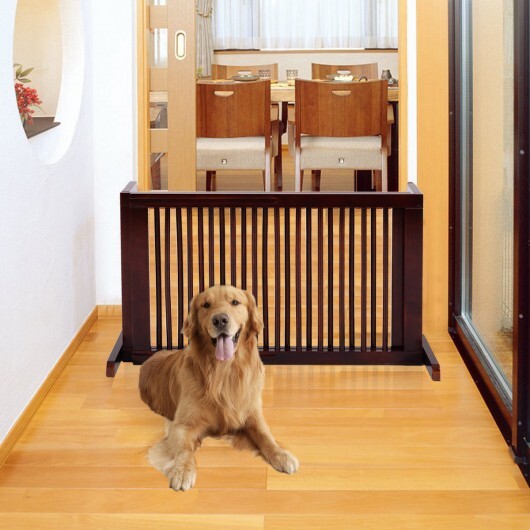 Folding Adjustable Free Standing 3 Panel Wood Fence