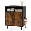 Industrial Cat Litter Box Enclosure with Entry and Open Compartment-Brown