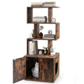 56 Inch Tall Cat Litter Box Enclosure with Storage-Rustic Brown