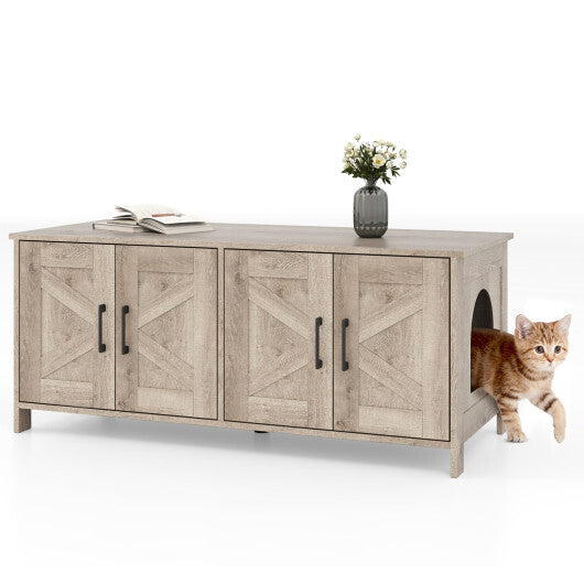 Cat Litter Box Enclosure for 2 Cats Modern Kitty Litter Box Furniture Hidden-White
