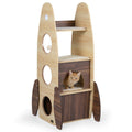 Rocket Cat Tree 47 Inch Large Wooden Cat Tower for Indoor Cats-Natural