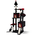 75 Inch Gothic Cat Tree with 2 Condos and Top Perch for Large Cats 20+ LBS-Black