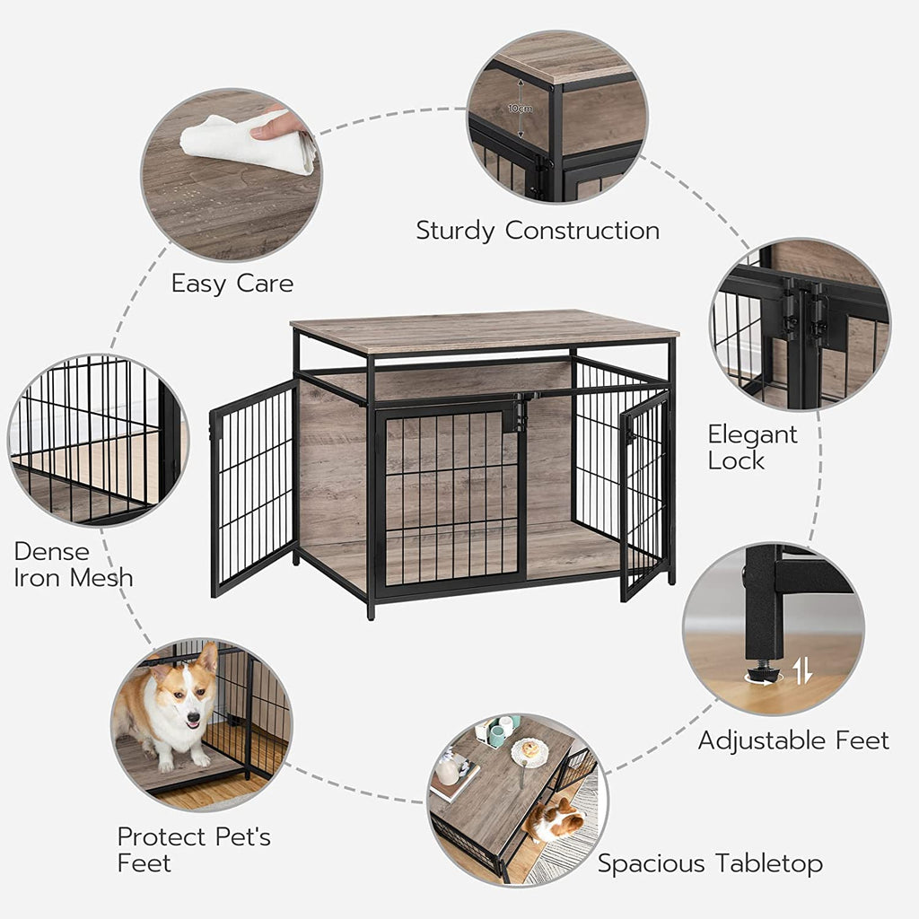 Dog Crate Furniture, Wooden Dog Crate, Dog Kennels with 3 Doors Indoor