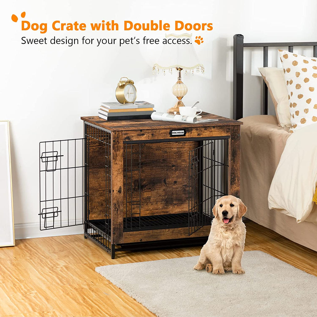 Dog Crate Furniture, Decorative Dog Kennel, Wooden Pet Furniture with Pull-Out Tray