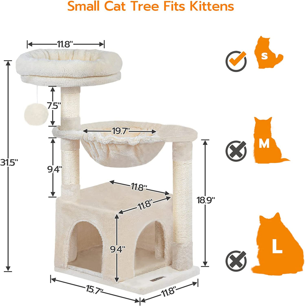 Cat Tree Tower with Luxury Condo, Basket Hammock