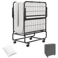Space-Saving Narrow Twin Rollaway Bed with Pillow and Side Organizer Pocket