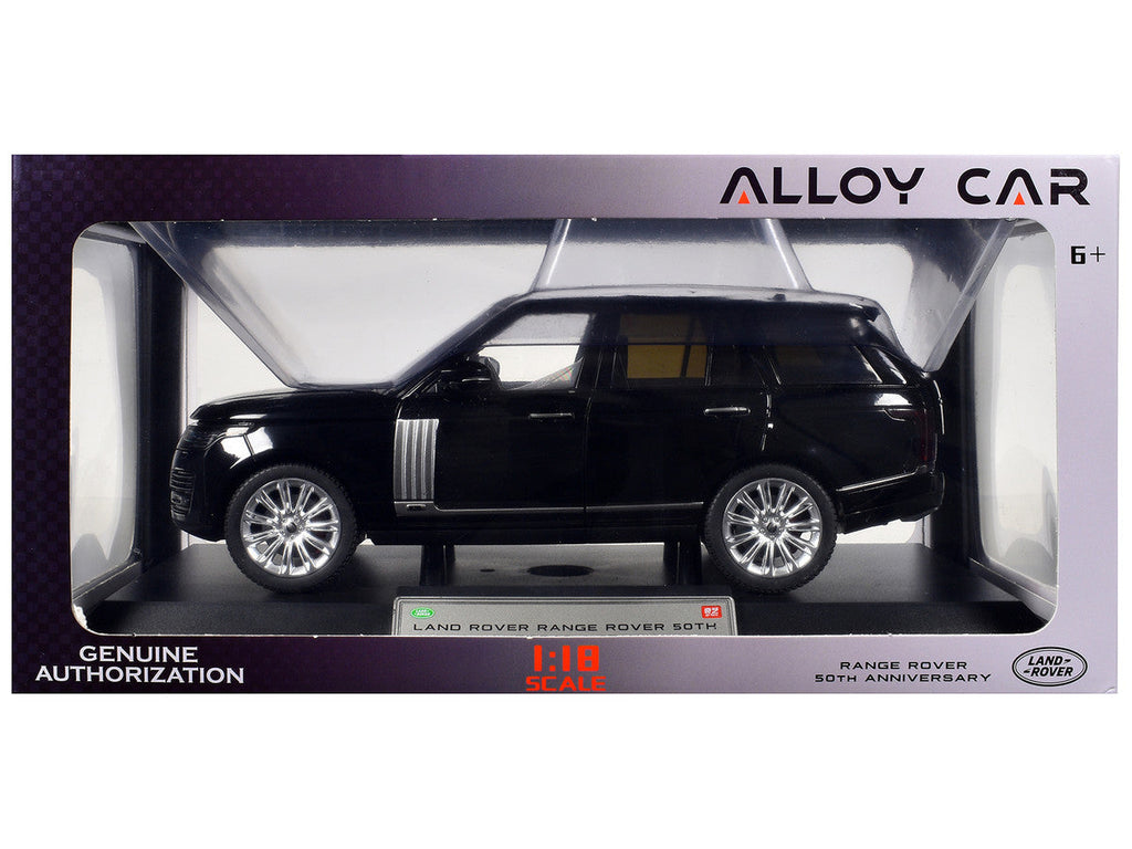 Land Rover Ranger Rover 50th Anniversary Black Metallic with Sunroof 1/18 Diecast Model Car by Heimanba