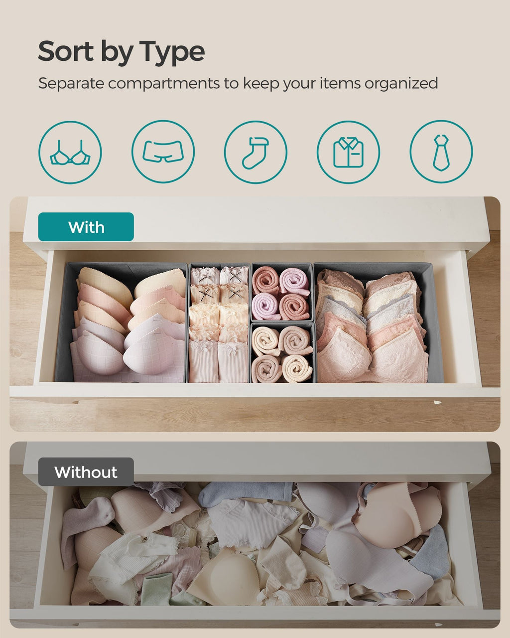 Dresser Drawer Organizers, Set of 12