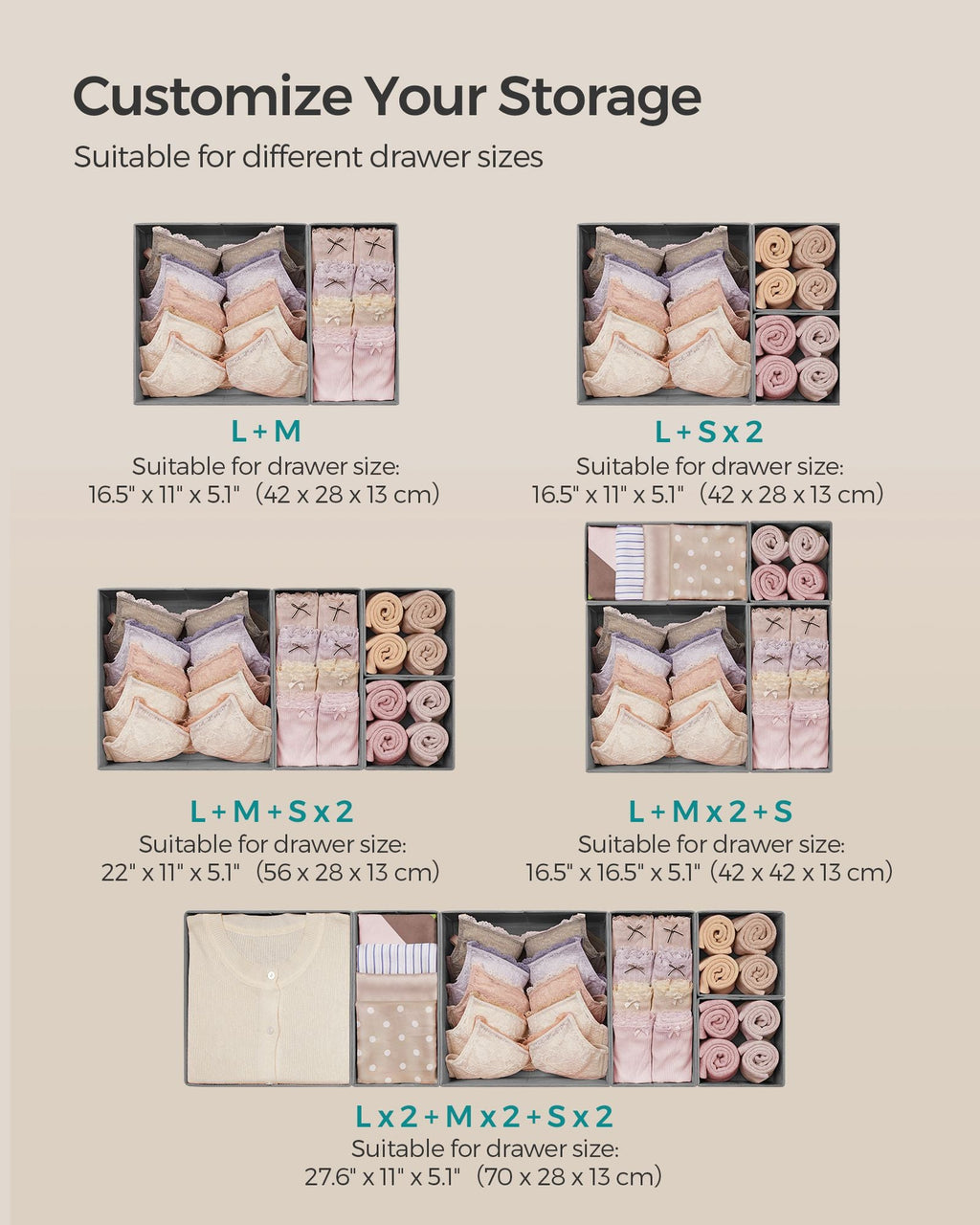Dresser Drawer Organizers, Set of 12