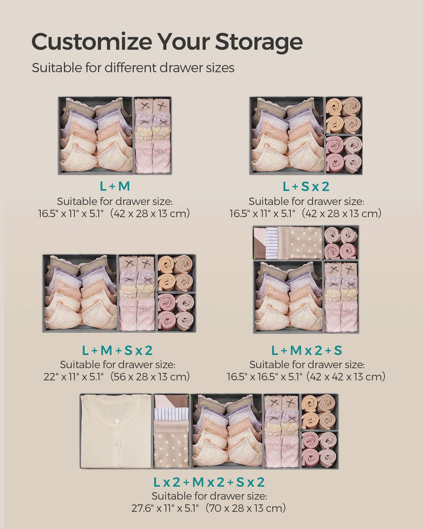 Dresser Drawer Organizers, Set of 12