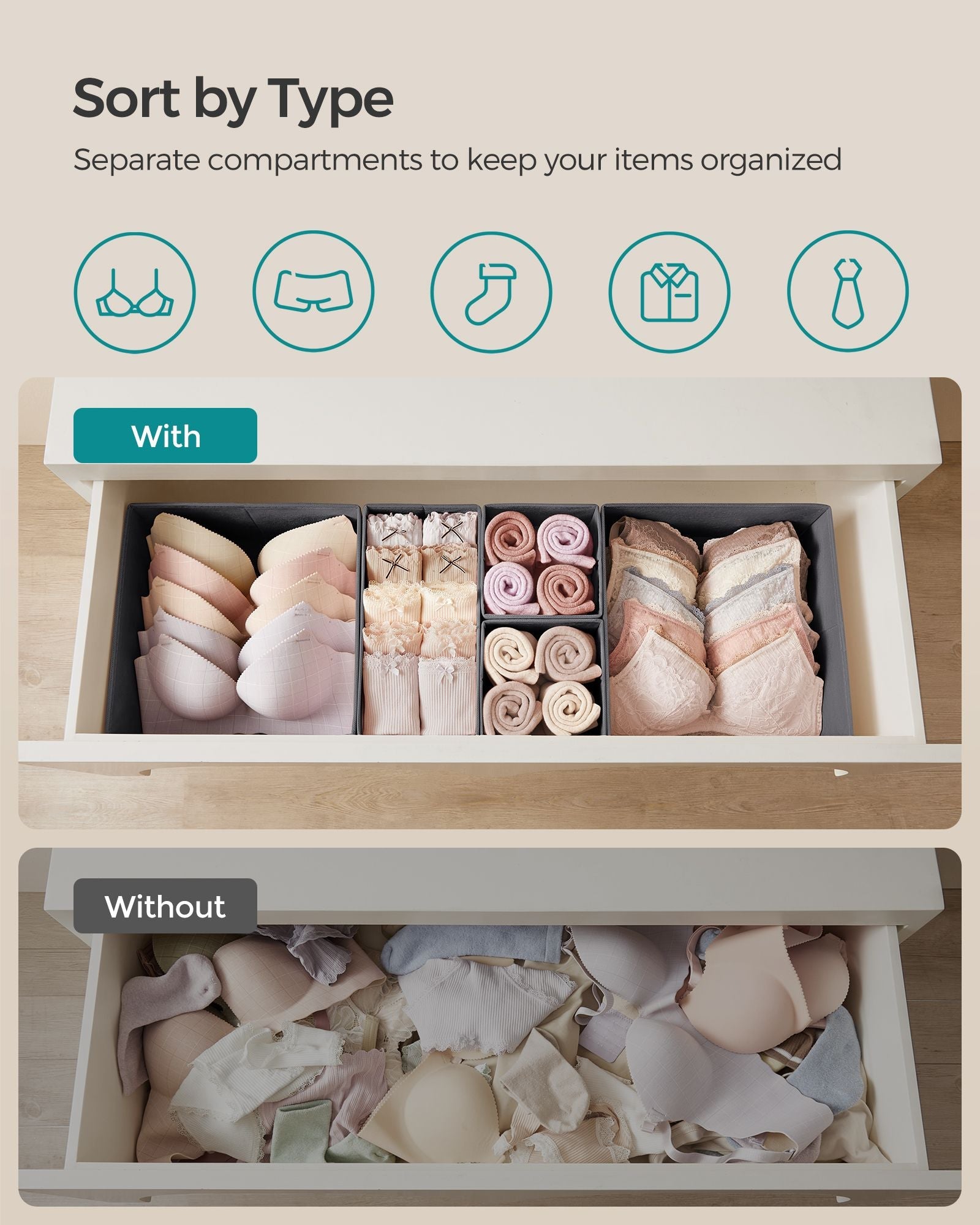 Dresser Drawer Organizers, Set of 12
