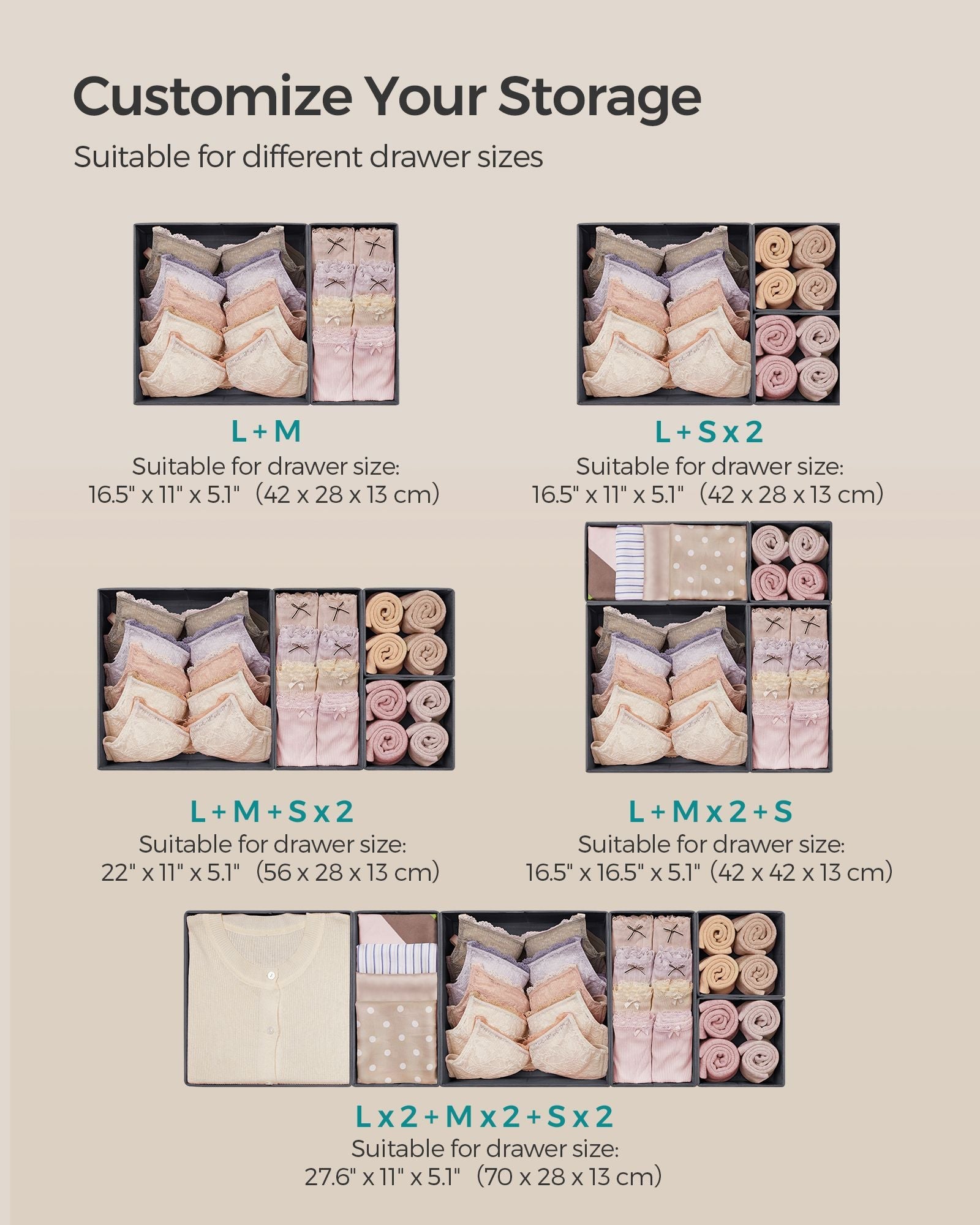 Dresser Drawer Organizers, Set of 12