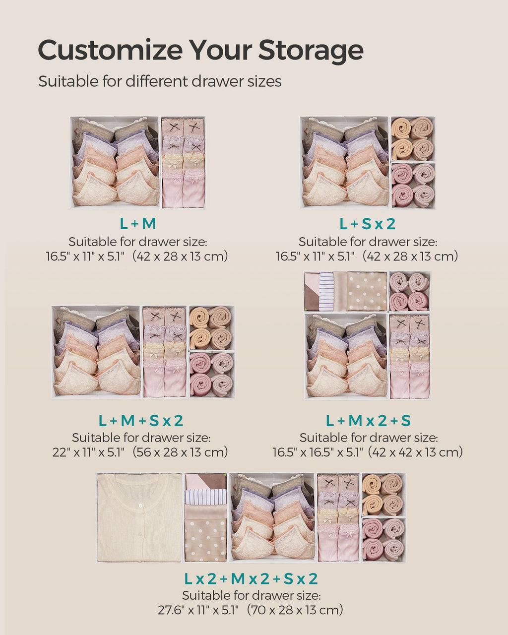 Dresser Drawer Organizers, Set of 12
