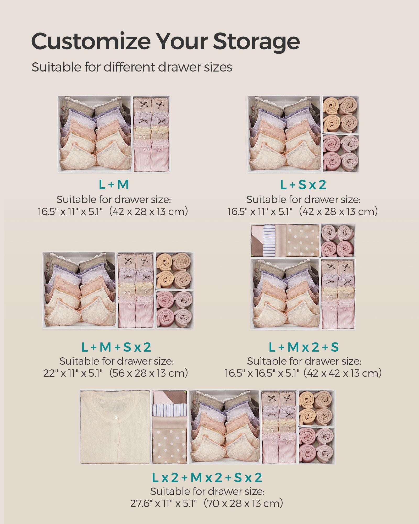 Dresser Drawer Organizers, Set of 12