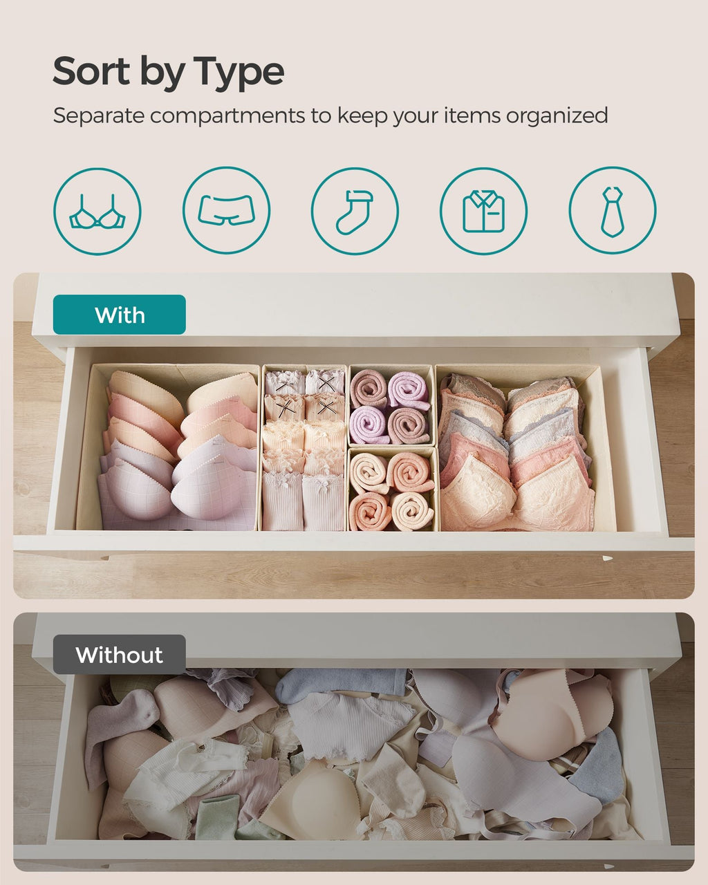 Dresser Drawer Organizers, Set of 12