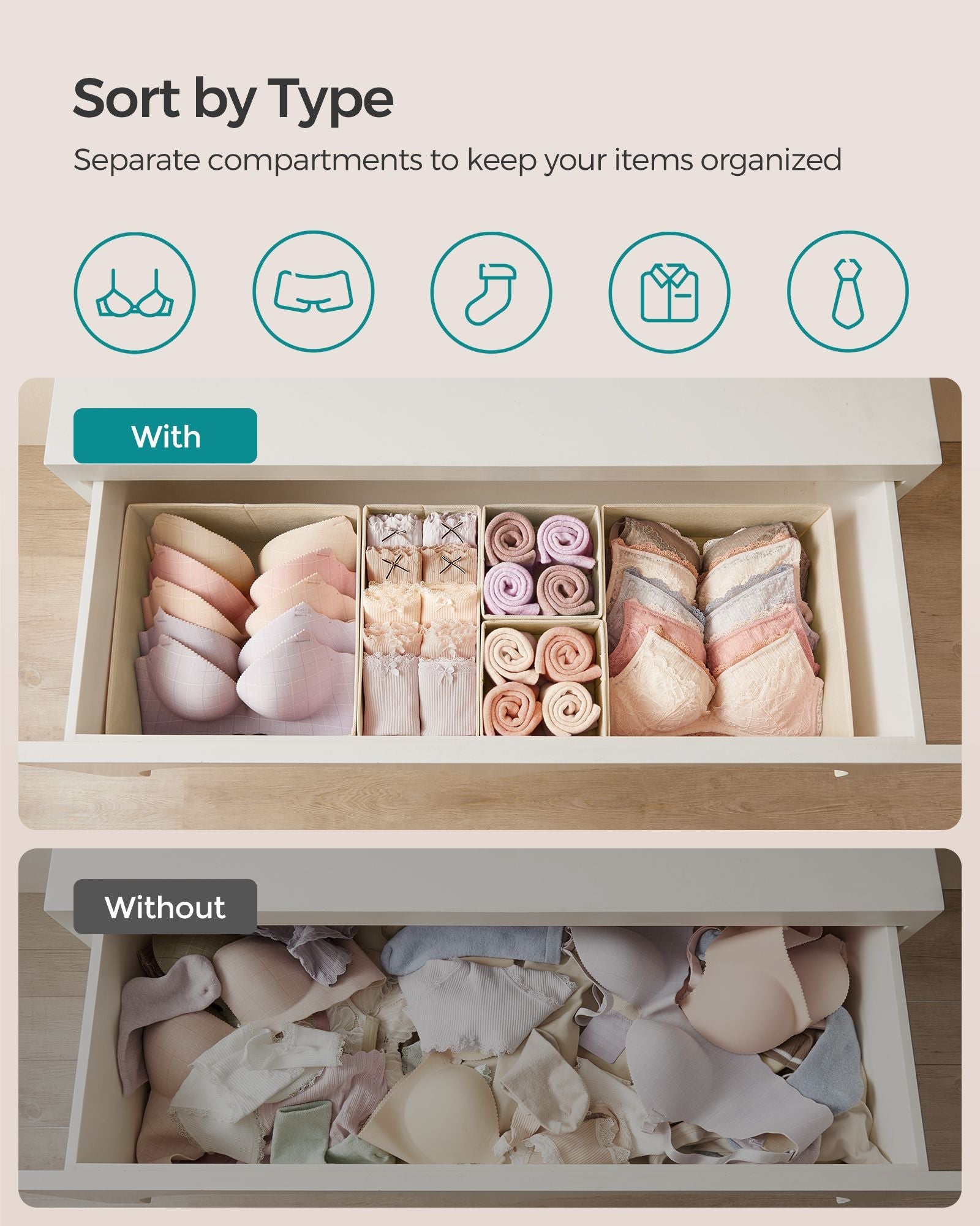 Dresser Drawer Organizers, Set of 12