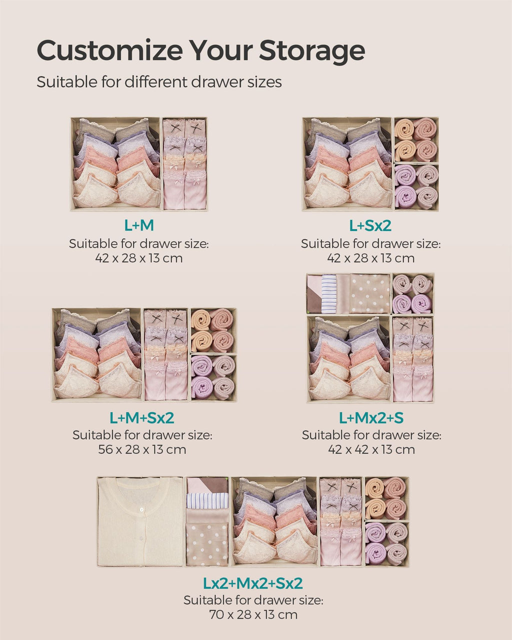 Dresser Drawer Organizers, Set of 12