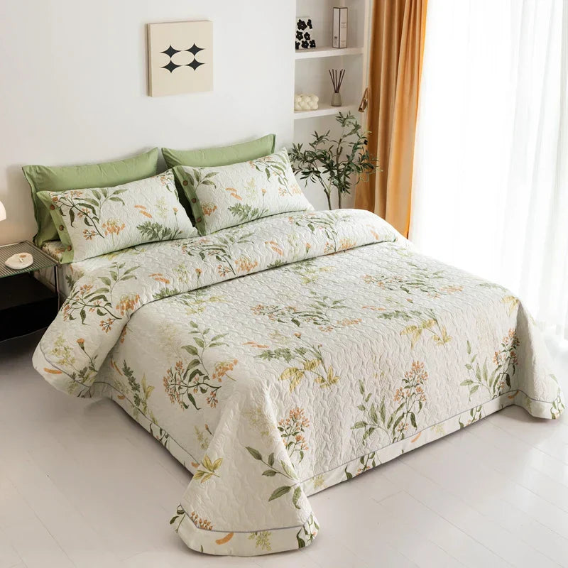 DecorBites™ Cotton Quilted Bedspread Bed Cover Set for Queen King Double Bed