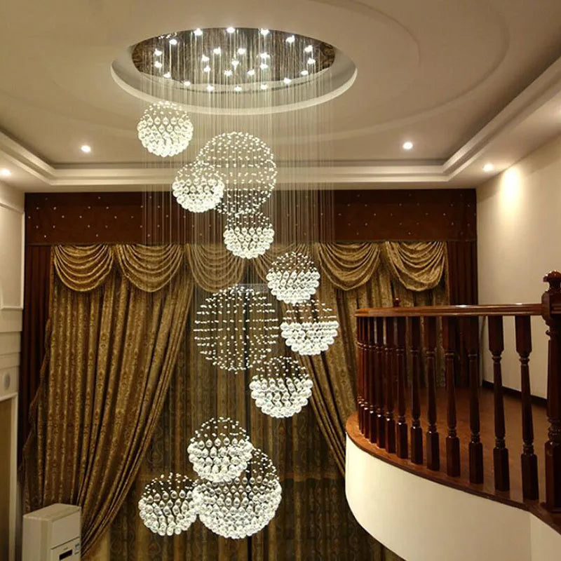 DecorBites™ Crystal Ball Chandelier 80x300cm: Modern Design for Stunning Room Decor.