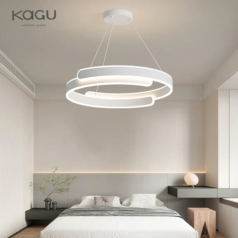 Modern black & white led ring chandelier living room pendant light