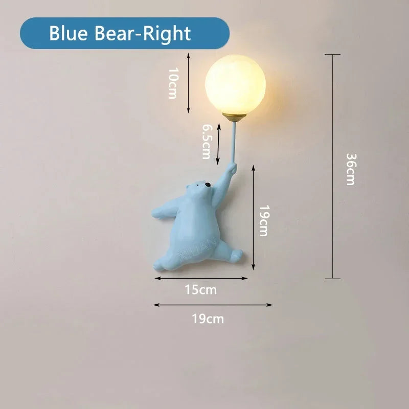 DecorBites™ Kids Bear Wall Light Moon Decor for Girl Bedroom